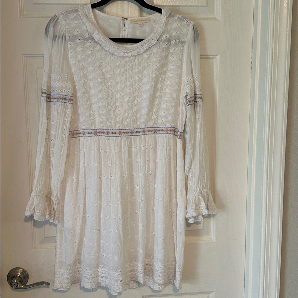 LoveShackFancy Lace-Trimmed White Blouse